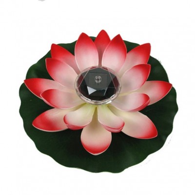 Solar Powered LED Flower Light Floating Fountain Pond Garden Pool Lamp Realistic Lotus shape Led Bright Lamps Bulb